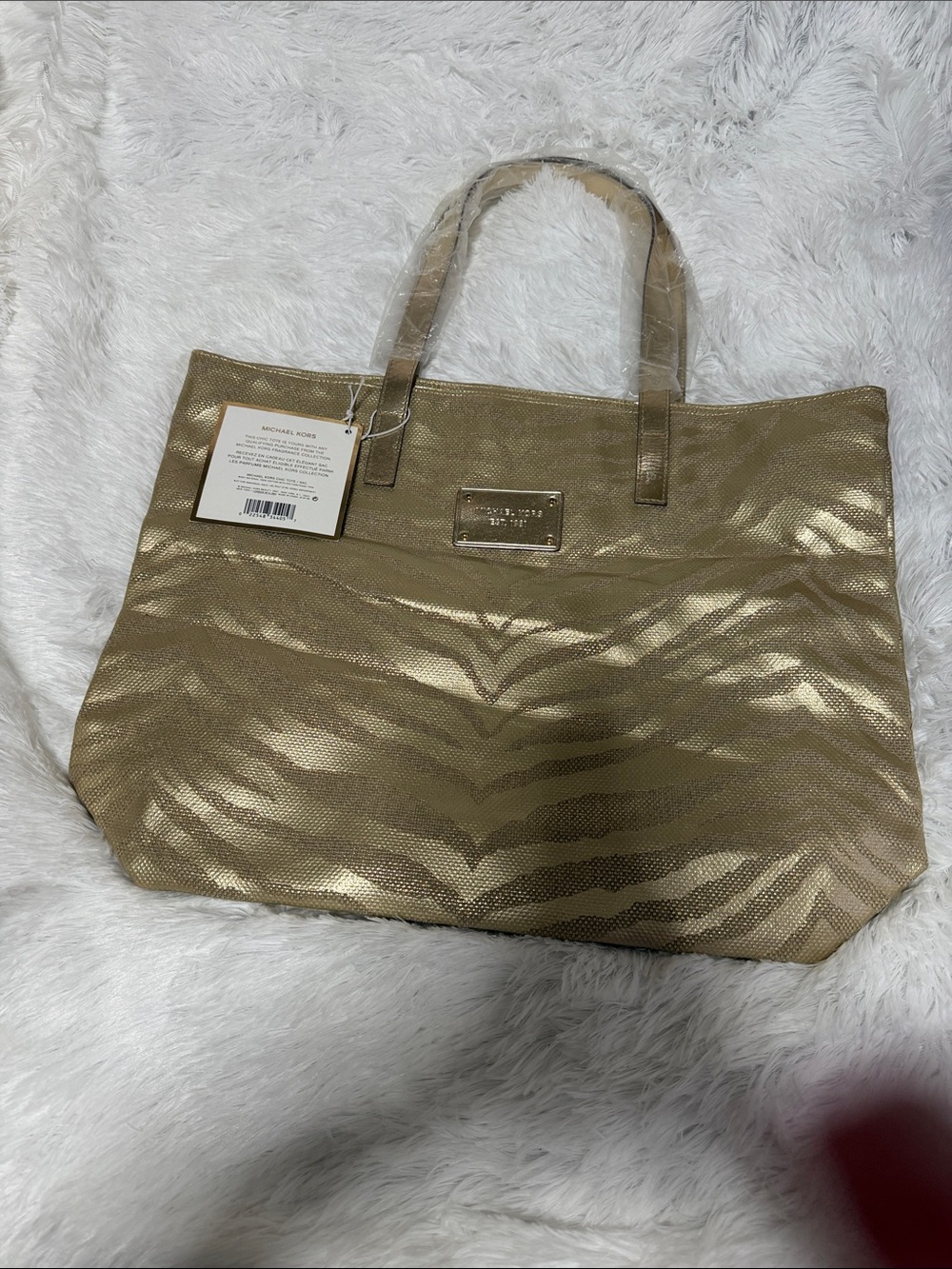 Michael Kors Metallic Gold Animal-Print Tote